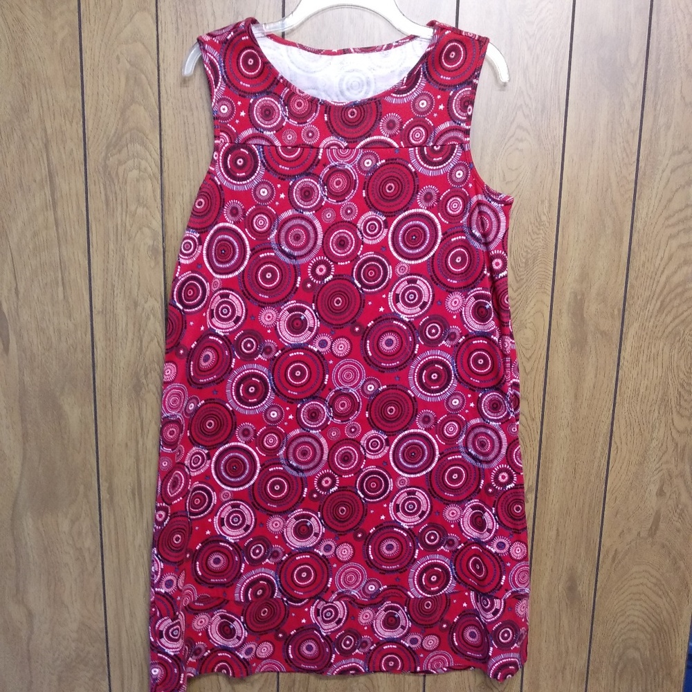 Kim Rogers Red Circular Pattern Dress Small